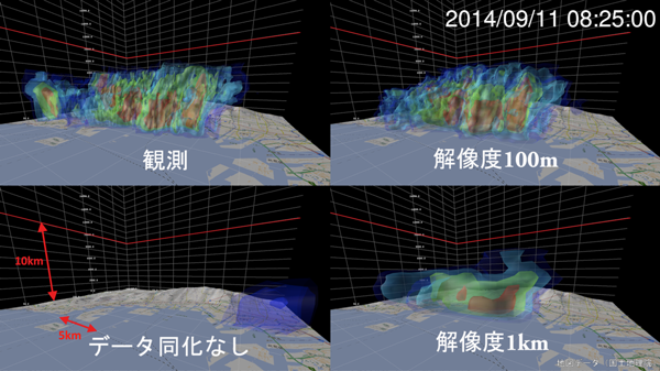 図1  2014年9月11日午前8時25分の神戸市付近における雨雲の分布
