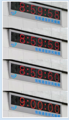 ●うるう秒挿入を示す本館壁面の時計表示