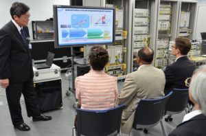 Dr. Miyazaki, Director General, Photonic Network Research Institute, explained the optical packet and circuit integrated network system.