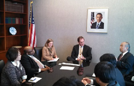 2nd from left, Dr. May (Vice President, NIST), center of photo, Dr. Romine (Director, ITL)