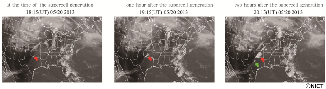 Fig.3 Supercells captured in Infrared images by the GOES-13 satellite Fig.3 Supercells captured in Infrared images by the GOES-13 satellite