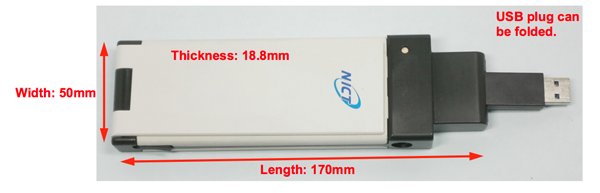 Figure 2 Prototyped card-type communication device by implementation of the baseband IC.