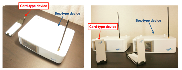 Figure 3 Appearance of the card-type and box-type communication devices. Figure 3 Appearance of the card-type and box-type communication devices.