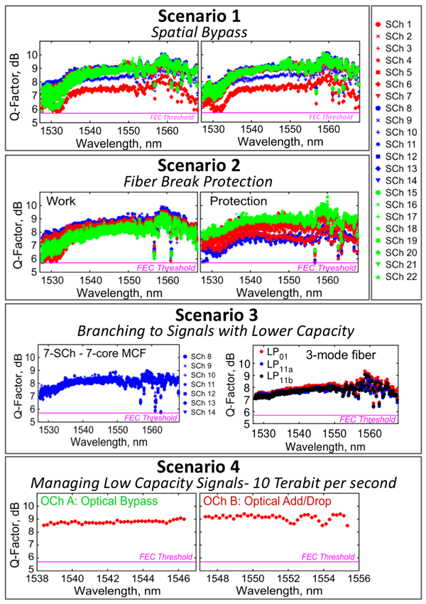 Fig. 2. Performance of the considered network scenarios
