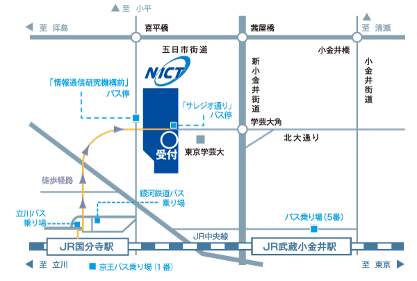 地図：NICT本部　交通のご案内