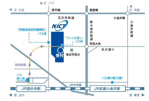 地図：NICT本部　交通のご案内