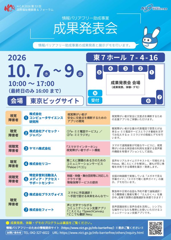 当日の成果発表会の予定について。詳細が必要な方はお問い合わせください