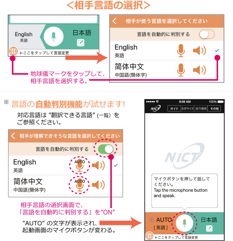 言語識別機能付VoiceTraの特徴