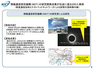 衛星通信技術とテストベッドネットワークによる皆既日食映像中継