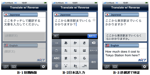 1言語ずつ翻訳の様子