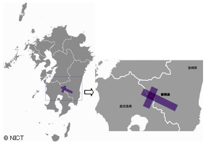 Pi-SAR2による2月22日の観測領域。