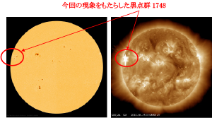 今回の現象をもたらした黒点群 1748 今回の現象をもたらした黒点群 1748