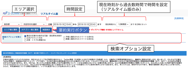 図10  D-SUMMの初期画面と検索オプション