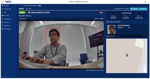 図1  サーバ室での作業者の顔認証デモの様子