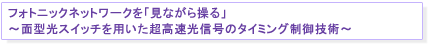 フォトニックネットワークを「見ながら操る」