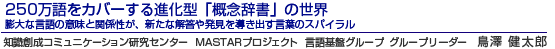 250万語をカバーする進化型「概念辞書」の世界 膨大な言語の意味と関係性が、新たな解答や発見を導き出す言葉のスパイラル 知識創成コミュニケーション研究センター MASTARプロジェクト 言語基盤グループ グループリーダー 鳥澤 健太郎