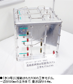 ●「きく8号」に搭載されたTCEの工学モデル。一辺が320㎜の立方体で、重さは約18.4kg。