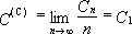 C as classical deal equals the limit as n tends to infinity of C sub n over n equals C sub one